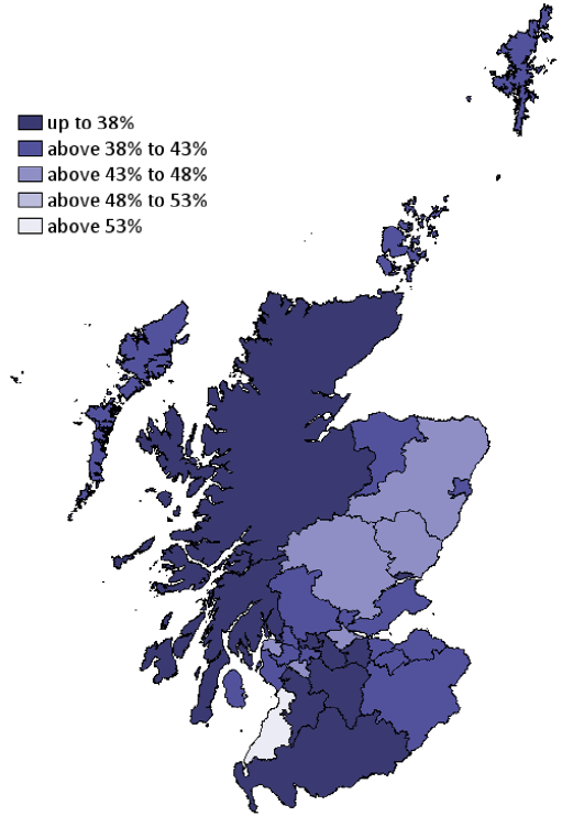 Figure 5: Employment Rate 2018 50 year olds and over (per cent)